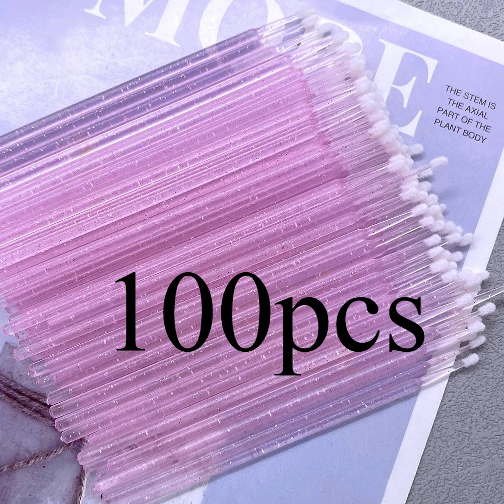 100pcs Micro Brush Crystal Lash Removing Swab Microbrush Mascara Wands Applicator Eyelash Extension Makeup Brushes Tools
