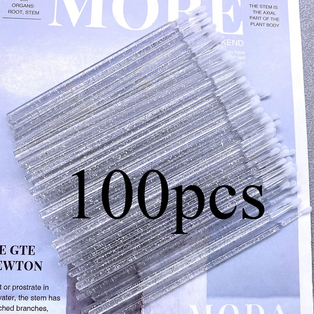 100pcs Micro Brush Crystal Lash Removing Swab Microbrush Mascara Wands Applicator Eyelash Extension Makeup Brushes Tools