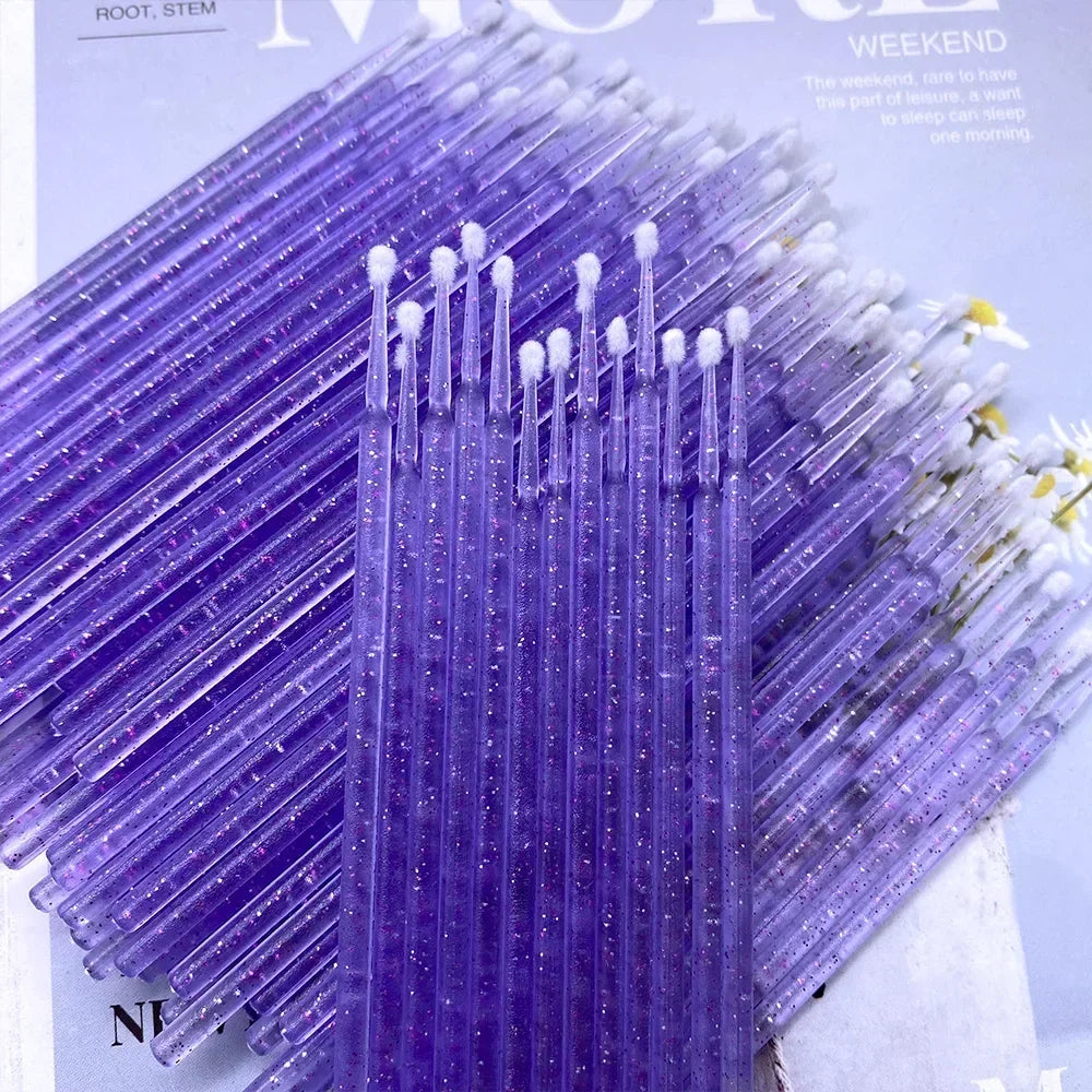 100pcs Micro Brush Crystal Lash Removing Swab Microbrush Mascara Wands Applicator Eyelash Extension Makeup Brushes Tools