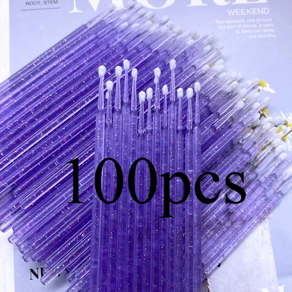 100pcs Micro Brush Crystal Lash Removing Swab Microbrush Mascara Wands Applicator Eyelash Extension Makeup Brushes Tools