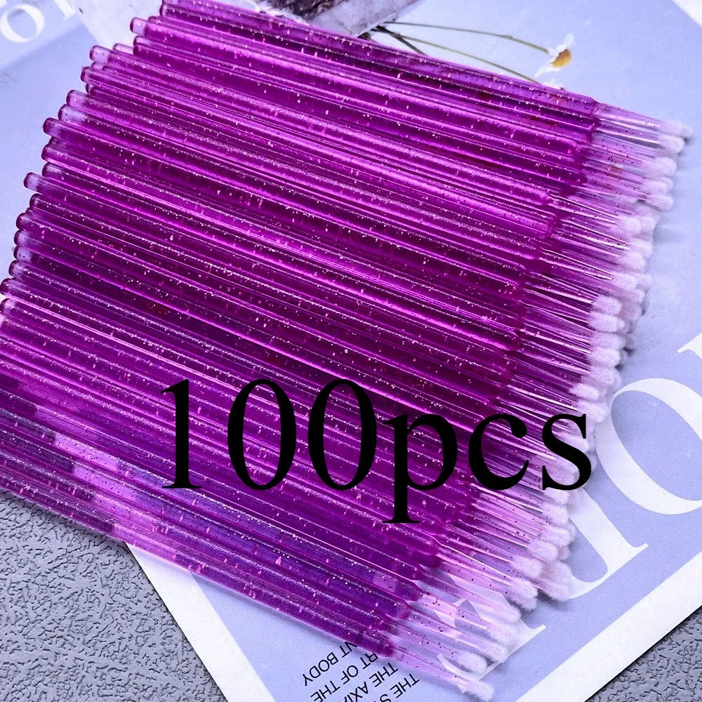 100pcs Micro Brush Crystal Lash Removing Swab Microbrush Mascara Wands Applicator Eyelash Extension Makeup Brushes Tools